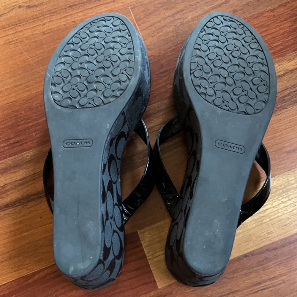 Coach platform sandal flip flops size 9 black with jewels - Picture 3 of 5